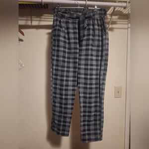 Black and Gray Checkered Wide Leg Pants with pockets